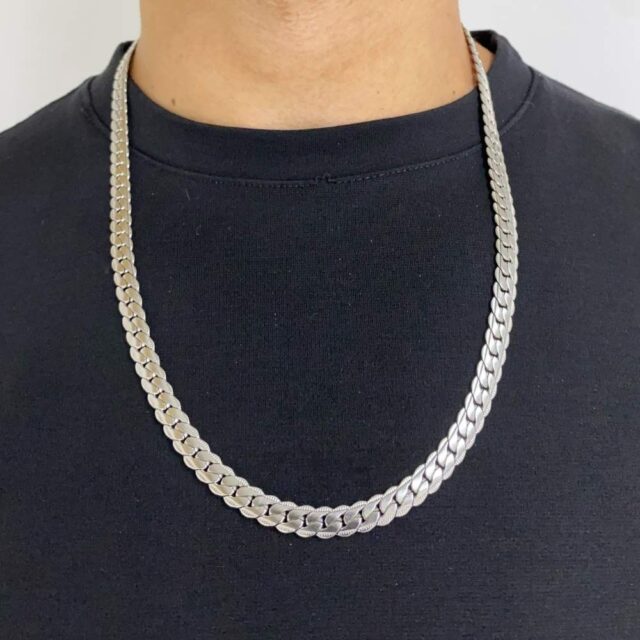 Cadena Cubana Flat Silver