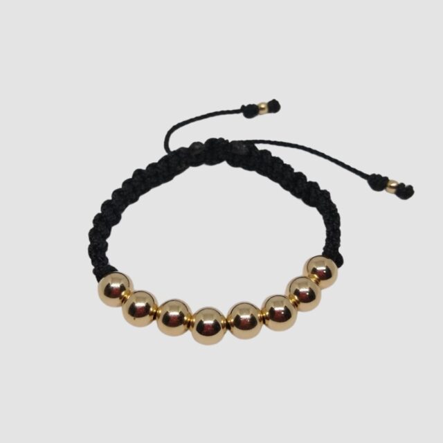 Manilla Tejida & Balines 8mm Oro Laminado 18K